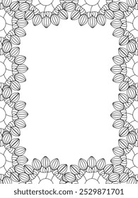 All these designs are hand-drawn and unique 
Flower Border is a Beautiful black and white illustration for adult coloring book,
This is a printable Beautiful Zentangle Coloring page for KDP Interior,