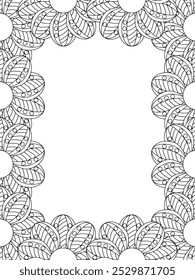 Todos estos diseños son hechos a mano y únicos 
Frontera de la flor es una hermosa ilustración en blanco y negro para un libro para colorear para adultos,
Esta es una página para colorear Zentangle hermosa para imprimir para KDP Interior,