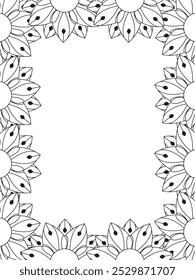 Todos estos diseños son hechos a mano y únicos 
Frontera de la flor es una hermosa ilustración en blanco y negro para un libro para colorear para adultos,
Esta es una página para colorear Zentangle hermosa para imprimir para KDP Interior,