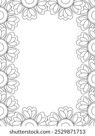 Alle diese Designs sind handgezeichnet und einzigartig 
Flower Border ist eine schöne schwarz-weiße Illustration für Erwachsene Malbuch,
Dies ist eine druckbare schöne Zentangle Malvorlage für KDP Interior,