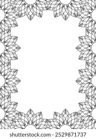 All these designs are hand-drawn and unique 
Flower Border is a Beautiful black and white illustration for adult coloring book,
This is a printable Beautiful Zentangle Coloring page for KDP Interior,