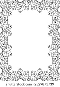 All these designs are hand-drawn and unique 
Flower Border is a Beautiful black and white illustration for adult coloring book,
This is a printable Beautiful Zentangle Coloring page for KDP Interior,