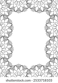 Alle diese Designs sind handgezeichnet und einzigartig 
Flower Border ist eine schöne schwarz-weiße Illustration für Erwachsene Malbuch,
Dies ist eine druckbare schöne Zentangle Malvorlage für KDP Interior,