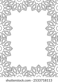 Todos estos diseños son hechos a mano y únicos 
Frontera de la flor es una hermosa ilustración en blanco y negro para un libro para colorear para adultos,
Esta es una página para colorear Zentangle hermosa para imprimir para KDP Interior,