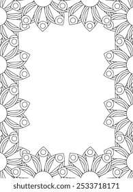 Alle diese Designs sind handgezeichnet und einzigartig 
Flower Border ist eine schöne schwarz-weiße Illustration für Erwachsene Malbuch,
Dies ist eine druckbare schöne Zentangle Malvorlage für KDP Interior,