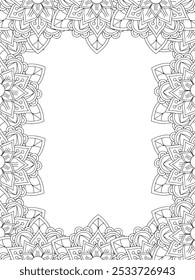 Todos estos diseños son hechos a mano y únicos 
Frontera de la flor es una hermosa ilustración en blanco y negro para un libro para colorear para adultos,
Esta es una página para colorear Zentangle hermosa para imprimir para KDP Interior,