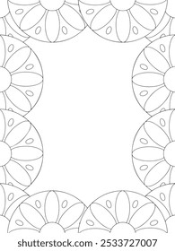 Todos estos diseños son hechos a mano y únicos 
Frontera de la flor es una hermosa ilustración en blanco y negro para un libro para colorear para adultos,
Esta es una página para colorear Zentangle hermosa para imprimir para KDP Interior,