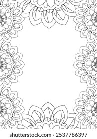 Alle diese Designs sind handgezeichnet und einzigartig 
Flower Border ist eine schöne schwarz-weiße Illustration für ein erwachsenes Malbuch,
Dies ist eine druckbare schöne Zentangle Malvorlage für KDP Interior,