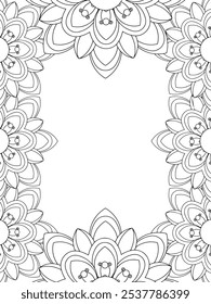 All these designs are hand-drawn and unique 
Flower Border is a Beautiful black and white illustration for aadult coloring book,
This is a printable Beautiful Zentangle Coloring page for KDP Interior,