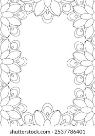 Alle diese Designs sind handgezeichnet und einzigartig 
Flower Border ist eine schöne schwarz-weiße Illustration für ein erwachsenes Malbuch,
Dies ist eine druckbare schöne Zentangle Malvorlage für KDP Interior,