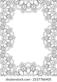 Alle diese Designs sind handgezeichnet und einzigartig 
Flower Border ist eine schöne schwarz-weiße Illustration für ein erwachsenes Malbuch,
Dies ist eine druckbare schöne Zentangle Malvorlage für KDP Interior,