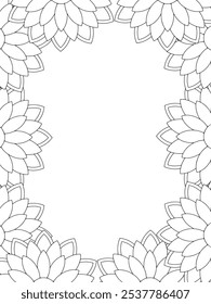 Alle diese Designs sind handgezeichnet und einzigartig 
Flower Border ist eine schöne schwarz-weiße Illustration für ein erwachsenes Malbuch,
Dies ist eine druckbare schöne Zentangle Malvorlage für KDP Interior,