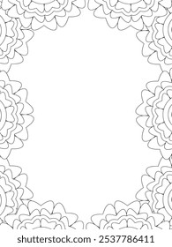 Alle diese Designs sind handgezeichnet und einzigartig 
Flower Border ist eine schöne schwarz-weiße Illustration für ein erwachsenes Malbuch,
Dies ist eine druckbare schöne Zentangle Malvorlage für KDP Interior,