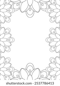 All these designs are hand-drawn and unique 
Flower Border is a Beautiful black and white illustration for aadult coloring book,
This is a printable Beautiful Zentangle Coloring page for KDP Interior,