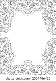 Alle diese Designs sind handgezeichnet und einzigartig 
Flower Border ist eine schöne schwarz-weiße Illustration für ein erwachsenes Malbuch,
Dies ist eine druckbare schöne Zentangle Malvorlage für KDP Interior,