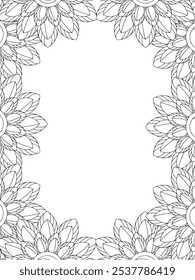 Alle diese Designs sind handgezeichnet und einzigartig 
Flower Border ist eine schöne schwarz-weiße Illustration für ein erwachsenes Malbuch,
Dies ist eine druckbare schöne Zentangle Malvorlage für KDP Interior,