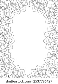 Alle diese Designs sind handgezeichnet und einzigartig 
Flower Border ist eine schöne schwarz-weiße Illustration für ein erwachsenes Malbuch,
Dies ist eine druckbare schöne Zentangle Malvorlage für KDP Interior,