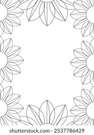 Alle diese Designs sind handgezeichnet und einzigartig 
Flower Border ist eine schöne schwarz-weiße Illustration für ein erwachsenes Malbuch,
Dies ist eine druckbare schöne Zentangle Malvorlage für KDP Interior,