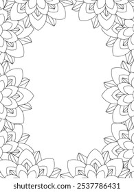 All these designs are hand-drawn and unique 
Flower Border is a Beautiful black and white illustration for aadult coloring book,
This is a printable Beautiful Zentangle Coloring page for KDP Interior,