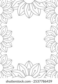 Alle diese Designs sind handgezeichnet und einzigartig 
Flower Border ist eine schöne schwarz-weiße Illustration für ein erwachsenes Malbuch,
Dies ist eine druckbare schöne Zentangle Malvorlage für KDP Interior,