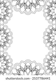 Alle diese Designs sind handgezeichnet und einzigartig 
Flower Border ist eine schöne schwarz-weiße Illustration für ein erwachsenes Malbuch,
Dies ist eine druckbare schöne Zentangle Malvorlage für KDP Interior,