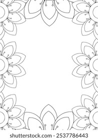 Alle diese Designs sind handgezeichnet und einzigartig 
Flower Border ist eine schöne schwarz-weiße Illustration für ein erwachsenes Malbuch,
Dies ist eine druckbare schöne Zentangle Malvorlage für KDP Interior,