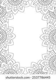 Alle diese Designs sind handgezeichnet und einzigartig 
Flower Border ist eine schöne schwarz-weiße Illustration für ein erwachsenes Malbuch,
Dies ist eine druckbare schöne Zentangle Malvorlage für KDP Interior,