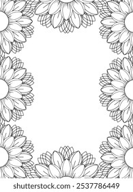 Alle diese Designs sind handgezeichnet und einzigartig 
Flower Border ist eine schöne schwarz-weiße Illustration für ein erwachsenes Malbuch,
Dies ist eine druckbare schöne Zentangle Malvorlage für KDP Interior,