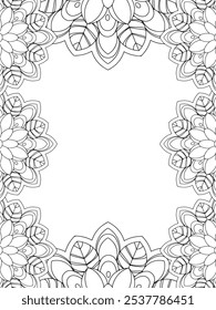 All these designs are hand-drawn and unique 
Flower Border is a Beautiful black and white illustration for aadult coloring book,
This is a printable Beautiful Zentangle Coloring page for KDP Interior,