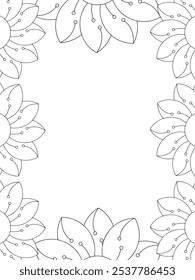 Todos estos diseños son hechos a mano y únicos 
Frontera de la flor es una hermosa ilustración en blanco y negro para un libro para colorear para adultos,
Esta es una página para colorear Zentangle hermosa para imprimir para KDP Interior,