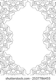 All these designs are hand-drawn and unique 
Flower Border is a Beautiful black and white illustration for aadult coloring book,
This is a printable Beautiful Zentangle Coloring page for KDP Interior,