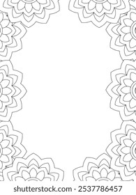 Todos estos diseños son hechos a mano y únicos 
Frontera de la flor es una hermosa ilustración en blanco y negro para un libro para colorear para adultos,
Esta es una página para colorear Zentangle hermosa para imprimir para KDP Interior,