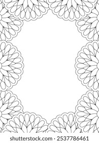 Alle diese Designs sind handgezeichnet und einzigartig 
Flower Border ist eine schöne schwarz-weiße Illustration für ein erwachsenes Malbuch,
Dies ist eine druckbare schöne Zentangle Malvorlage für KDP Interior,