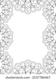 Alle diese Designs sind handgezeichnet und einzigartig 
Flower Border ist eine schöne schwarz-weiße Illustration für ein erwachsenes Malbuch,
Dies ist eine druckbare schöne Zentangle Malvorlage für KDP Interior,