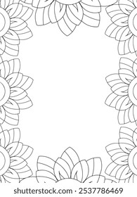 Alle diese Designs sind handgezeichnet und einzigartig 
Flower Border ist eine schöne schwarz-weiße Illustration für ein erwachsenes Malbuch,
Dies ist eine druckbare schöne Zentangle Malvorlage für KDP Interior,