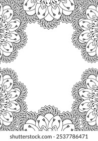 All these designs are hand-drawn and unique 
Flower Border is a Beautiful black and white illustration for aadult coloring book,
This is a printable Beautiful Zentangle Coloring page for KDP Interior,