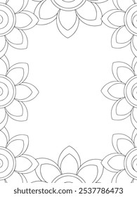 All these designs are hand-drawn and unique 
Flower Border is a Beautiful black and white illustration for aadult coloring book,
This is a printable Beautiful Zentangle Coloring page for KDP Interior,