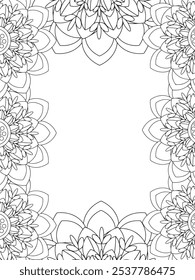 Alle diese Designs sind handgezeichnet und einzigartig 
Flower Border ist eine schöne schwarz-weiße Illustration für ein erwachsenes Malbuch,
Dies ist eine druckbare schöne Zentangle Malvorlage für KDP Interior,