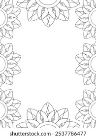 Alle diese Designs sind handgezeichnet und einzigartig 
Flower Border ist eine schöne schwarz-weiße Illustration für ein erwachsenes Malbuch,
Dies ist eine druckbare schöne Zentangle Malvorlage für KDP Interior,