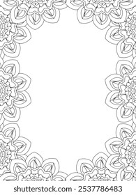 Alle diese Designs sind handgezeichnet und einzigartig 
Flower Border ist eine schöne schwarz-weiße Illustration für ein erwachsenes Malbuch,
Dies ist eine druckbare schöne Zentangle Malvorlage für KDP Interior,