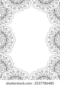 Alle diese Designs sind handgezeichnet und einzigartig 
Flower Border ist eine schöne schwarz-weiße Illustration für ein erwachsenes Malbuch,
Dies ist eine druckbare schöne Zentangle Malvorlage für KDP Interior,