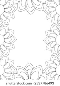 Todos estos diseños son hechos a mano y únicos 
Frontera de la flor es una hermosa ilustración en blanco y negro para un libro para colorear para adultos,
Esta es una página para colorear Zentangle hermosa para imprimir para KDP Interior,