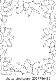 Alle diese Designs sind handgezeichnet und einzigartig 
Flower Border ist eine schöne schwarz-weiße Illustration für ein erwachsenes Malbuch,
Dies ist eine druckbare schöne Zentangle Malvorlage für KDP Interior,