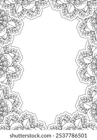 All these designs are hand-drawn and unique 
Flower Border is a Beautiful black and white illustration for aadult coloring book,
This is a printable Beautiful Zentangle Coloring page for KDP Interior,