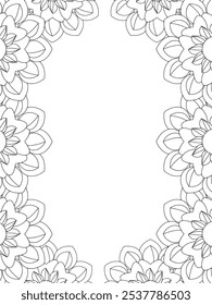 All these designs are hand-drawn and unique 
Flower Border is a Beautiful black and white illustration for aadult coloring book,
This is a printable Beautiful Zentangle Coloring page for KDP Interior,