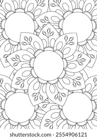 All these designs are hand-drawn and unique 
Flower Border is a Beautiful black and white illustration for adult coloring book,
This is a printable Beautiful Zentangle Coloring page for KDP Interior,