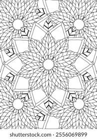 All these designs are hand-drawn and unique 
Beautiful Flowers black and white illustration for adult coloring book,
This is a printable Beautiful Zentangle Coloring page for KDP Interior,