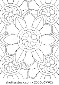 All these designs are hand-drawn and unique 
Beautiful Flowers black and white illustration for adult coloring book,
This is a printable Beautiful Zentangle Coloring page for KDP Interior,