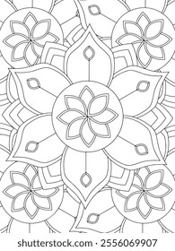 All these designs are hand-drawn and unique 
Beautiful Flowers black and white illustration for adult coloring book,
This is a printable Beautiful Zentangle Coloring page for KDP Interior,