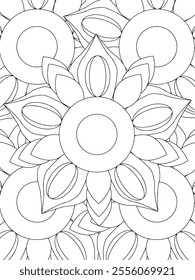 All these designs are hand-drawn and unique 
Beautiful Flowers black and white illustration for adult coloring book,
This is a printable Beautiful Zentangle Coloring page for KDP Interior,